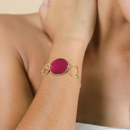 Браслет Franck Herval, Marly, с ракушкой Capiz в смоле, Swarovski, FH25.2-13-73051 бордовый