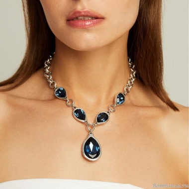 Колье VIDDA, Drop, с кристаллами Swarovski, VD23.2-01754 синий