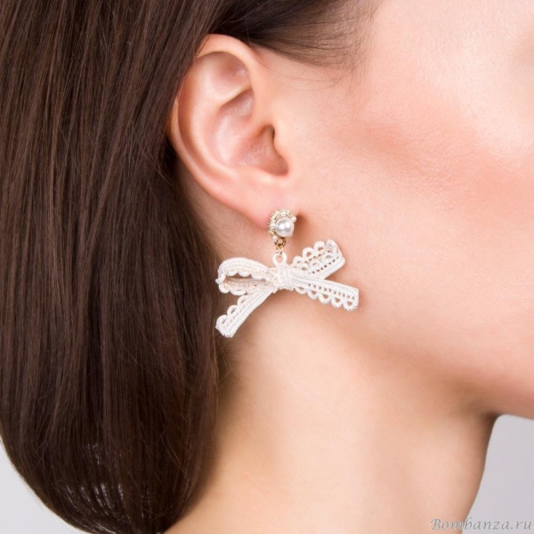Серьги Moon Paris, Bohemia, с жемчугом и бантами, MB-21.11-018 белый