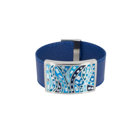 Браслет Fiore Luna, на кожаном синим ремешке, CB00230-12 BL/S