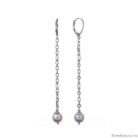 Серьги Lanzerotti, Gelido, с жемчугом и цирконием, LZ-25.02-054 серый