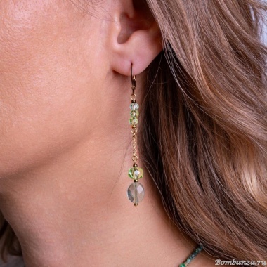 Серьги Lanzerotti, Ispirazione, флюорит, кристаллы, LZ-24.10-382 зеленый Серьги Lanzerotti, Ispirazione, флюорит, кристаллы, LZ-24.10-382 зеленый