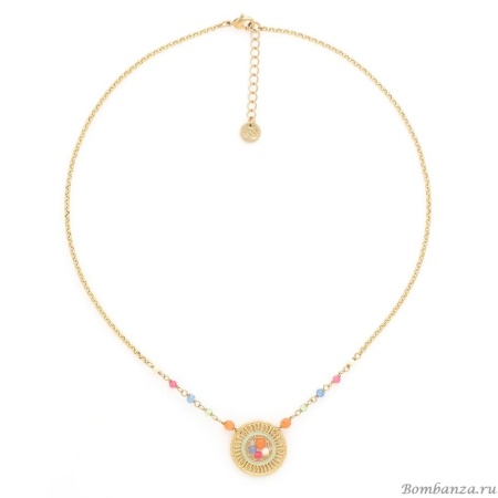 Колье Franck Herval, Suzane, агат, жад, стеклянные бусины, эмаль, FH25.1-15-64340 золотистый