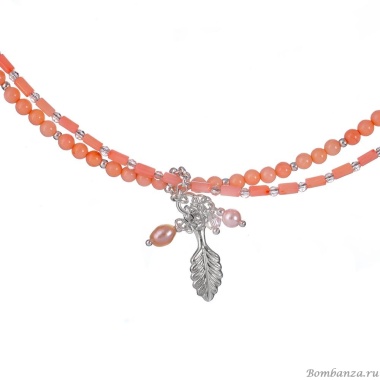Колье Lanzerotti, Anne with an E, двойное, коралл, жемчуг и кристаллы, LZ-25.08-239 розовый