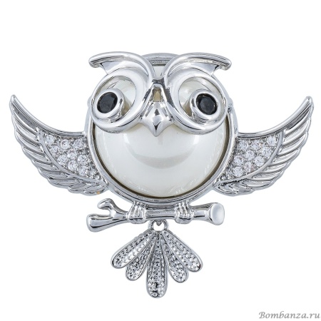 Брошь Сова Zircon+ магнит, XR06459F S