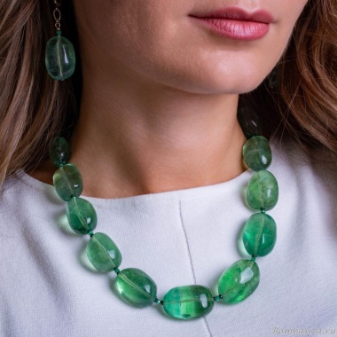 Колье Lanzerotti, Ispirazione, флюорит, пренит, цирконий, гематит, LZ-24.10-459 зеленый