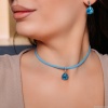 Колье Fiore Luna, Aquamarine / Sky Blue Leather