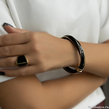 Браслет Francesca Bianchi, кафф, с эмалью, FB25.2-BF14 черный, 6см