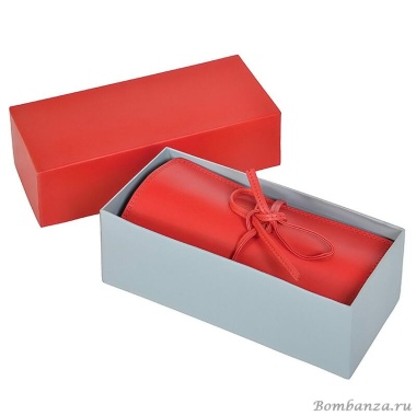 Кожаный футляр для украшений в подарочной упаковке, красный