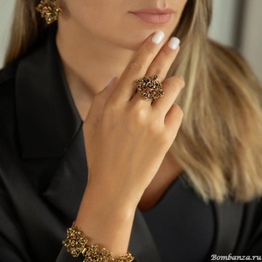 Кольцо Celeste G, с кристаллами Swarovski и фианитами, CS25.1-1909 красный