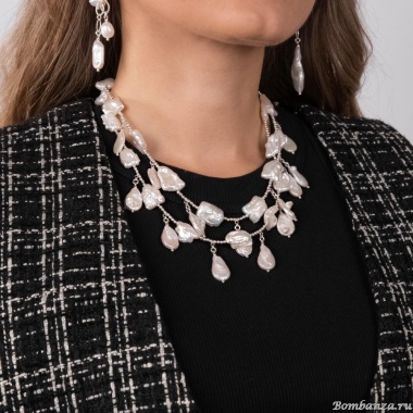 Колье Lanzerotti, Splendore, двойное, с жемчугом, LZ-24.08-365 белый