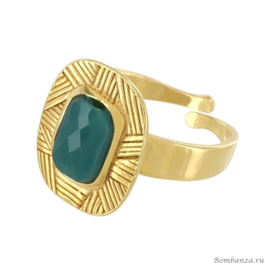 Кольцо TARATATA, Joyeuse, разъемное, со стеклянной бусиной, TT-H24-11419-207 зеленый