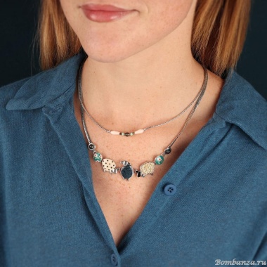 Колье TARATATA, Tweed, с цветной смолой, бусинами и гематитом, TT-W24-06111-10M серебристый Колье TARATATA, Tweed, с цветной смолой, бусинами и гематитом, TT-W24-06111-10M серебристый