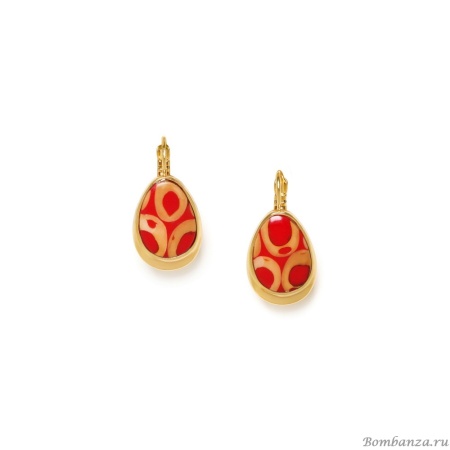 Серьги Nature Bijoux, Piccadilly, с пальмовым орехом в смоле и перламутром, NB23.2-12-79014 красный