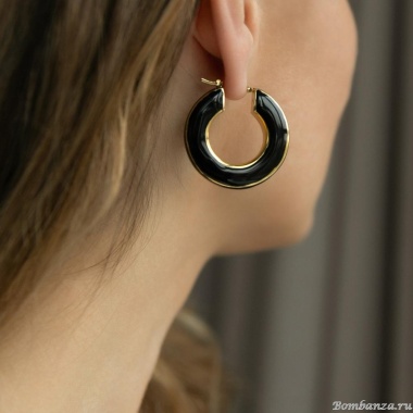 Серьги Francesca Bianchi, кольца, с эмалью, FB25.2-52S черный