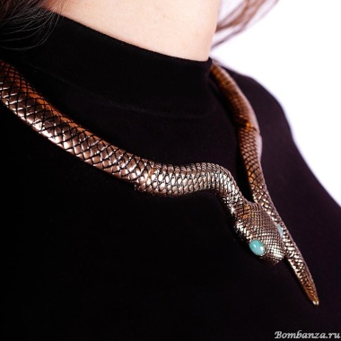 Колье Alcozer&J, змея с изумрудом, AL2411-C178CM23 золотистый