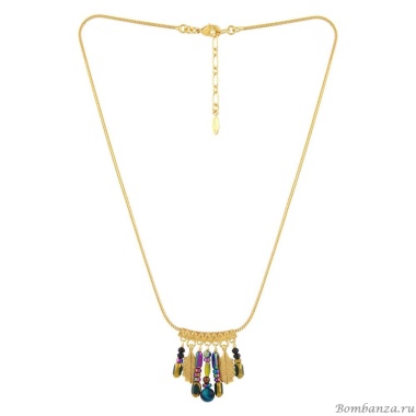 Колье TARATATA, Chardon bleu, со стеклянными бусинами, тигровым глазом, TT-H24-09113-204 синий Колье TARATATA, Chardon bleu, со стеклянными бусинами, тигровым глазом, TT-H24-09113-204 синий