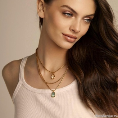 Колье VIDDA, Bloom, тройное, с австрийскими кристаллами, VD23-01721 персиковый, 50см