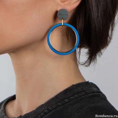 Серьги Nuance, Nuance, асимметричные, с кольцами, NFN-23.12-094 синий