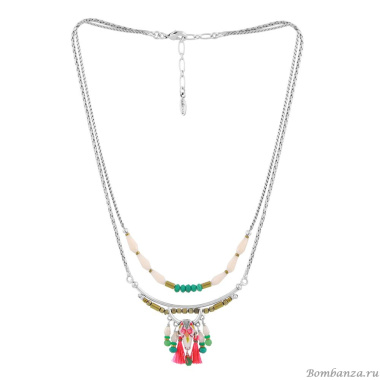 Колье TARATATA, Tequila, с цветной смолой, бусинами и помпоном, TT-E24-02102-101 белый