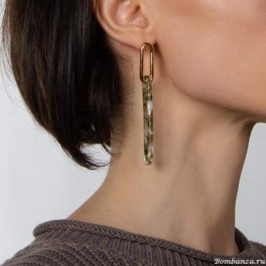 Серьги Nuance, асимметричные, с принтом, NFN-24.01-037 золотистый