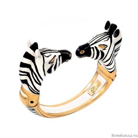 Браслет Polina Firenze, кафф, зебра с кристаллами и эмалью, PF25.2-BR4281 белый