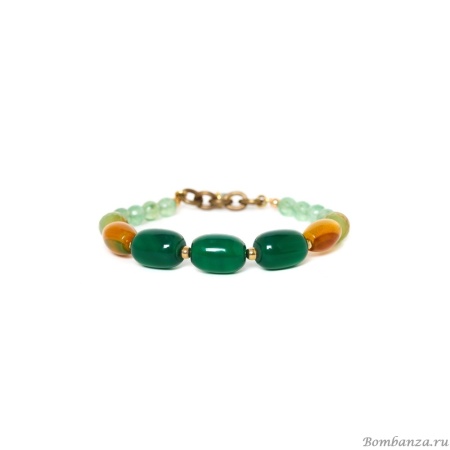 Браслет Nature Bijoux, Agate verde, стрейч, с жадом и авантюрином, NB23.2-13-43272 зеленый