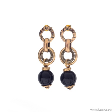 Серьги Alcozer&J, с ониксом, AL-O38DN25-R черный