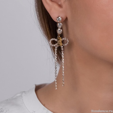 Серьги Moon Paris, Ringo Queen, с бантом в обрамлении кристаллов, MRQ-24.05-005 золотистый