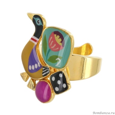 Кольцо TARATATA, Jeu De L`oie, разъемное, с цветной смолой, TT-H24-01403-20M золотистый