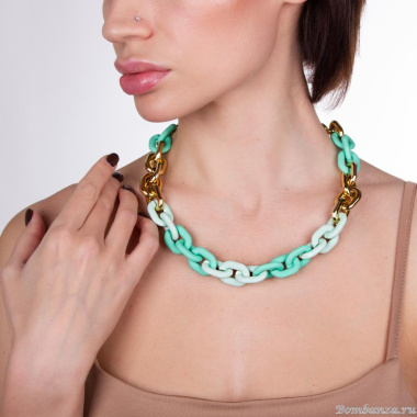 Колье Moon Paris, Lorian, с цветными звеньями из каучука, ML-22.02-002 мятный