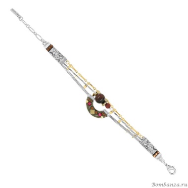 Браслет TARATATA, Sirocco, со смолой, бусинами, стразами и агатом, TT-W24-07313-10M серебристый