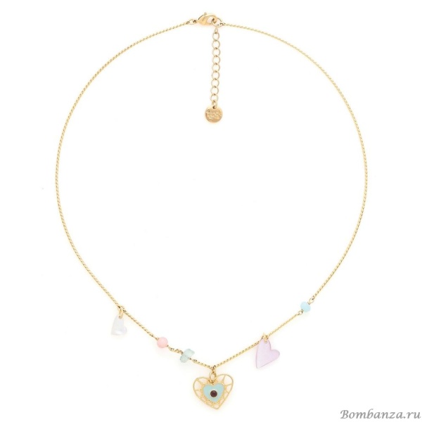 Колье Franck Herval, Amanda, аквамарин, кварц, Swarovski, эмаль, FH25.1-15-64292 золотистый