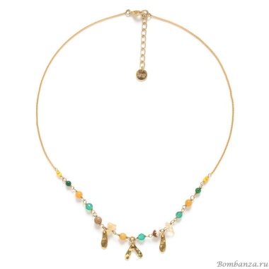 Колье Franck Herval, Mathilde, с жадом, яшмой, цитрином, костью, агатом, FH24.1-15-63973 золотистый