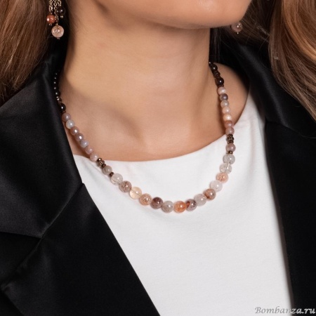 Колье Lanzerotti, Caramello, кварц, раухтопаз, агат, авантюрин, LZ-24.11-510 коричневый