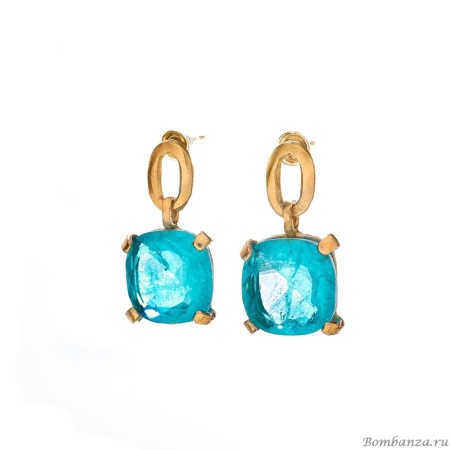 Серьги Estrosia, с кристаллом параиба, ES-OREQ16-1A бирюзовый