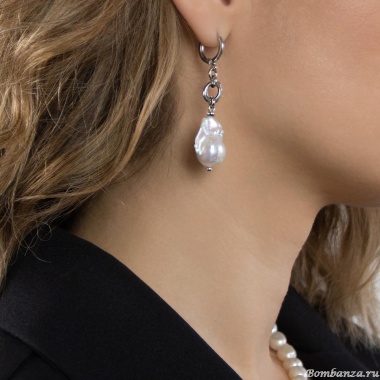 Серьги Lanzerotti, Gelido, с жемчугом барокко, LZ-25.02-047 белый
