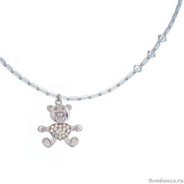 Колье Lanzerotti, Cuori, с подвеской-медведем и кристаллами, LZ-24.02-129 серебристый