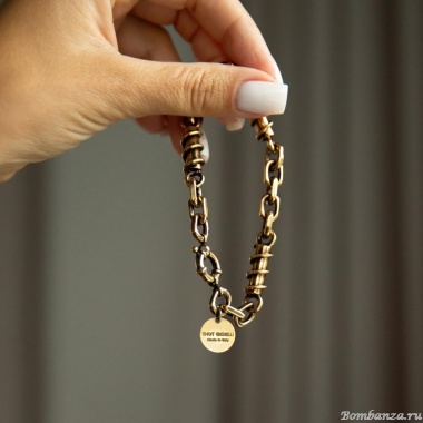 Браслет Thot Gioielli, со звеньями разных форм, TG25.1-BRV05 золотистый