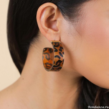 Серьги Nature Bijoux, Jaguar, полукольца из рога, с принтом, NB25.2-12-90446 коричневый