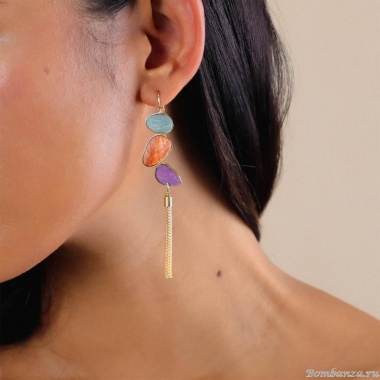 Серьги Franck Herval, Aurore, с ракушками Capiz в смоле, FH24.2-12-69163 золотистый