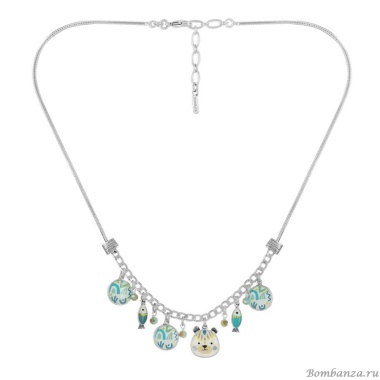Колье TARATATA, Alaska, с бусинами, стразами, пайетками и смолой, TT-W22-22118-104 бирюзовый