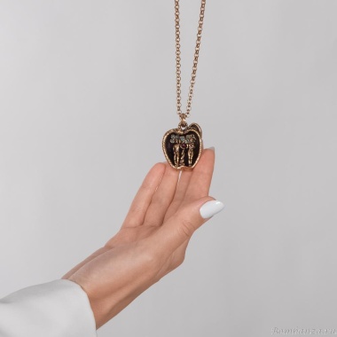 Колье Alcozer&J, "Запретный плод", гранат и изумруд, AL-C5508C золотистый