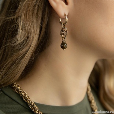 Серьги Lanzerotti, Elisir, с турмалином, LZ-25.10-323 коричневый