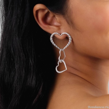 Серьги Ori Tao, Merida, с сердцами, OT24.2-12-32043 серебристый