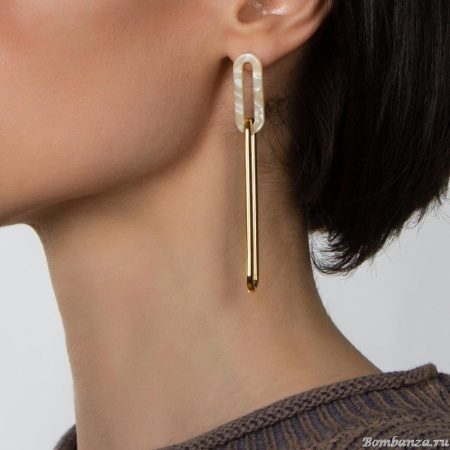 Серьги Nuance, асимметричные, с принтом, NFN-24.01-037 золотистый