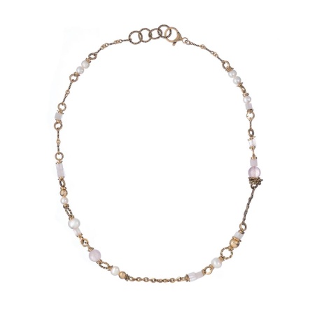 Колье Alcozer&J, с жемчугом и розовым кварцем, AL-C58VF25-R белый