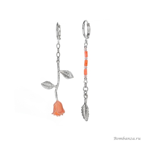 Серьги Lanzerotti, Anne with an E, асимметричные, с кораллом и кристаллами, LZ-25.08-238 розовый