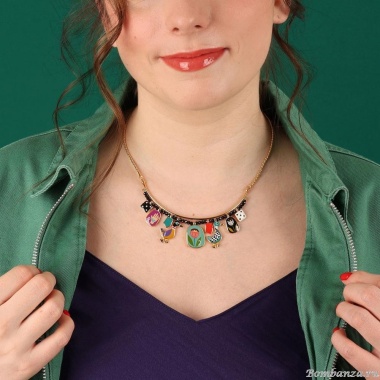 Колье TARATATA, Jeu De L`oie, с цветной смолой и стеклянными бусинами, TT-H24-01102-20M золотистый Колье TARATATA, Jeu De L`oie, с цветной смолой и стеклянными бусинами, TT-H24-01102-20M золотистый