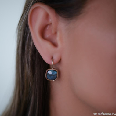 Серьги Estrosia, с лабрадоритом, ES-ORZ6-4A серый